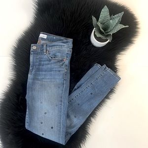 LOFT MODERN SKINNY Polka Dot Denim Jeans Size 26